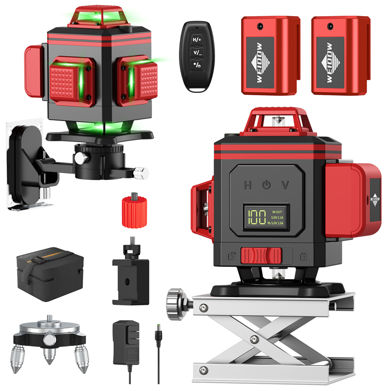 Rechargeable Green Beam 16 Lines 4D Laser Level with magnetic lifting base